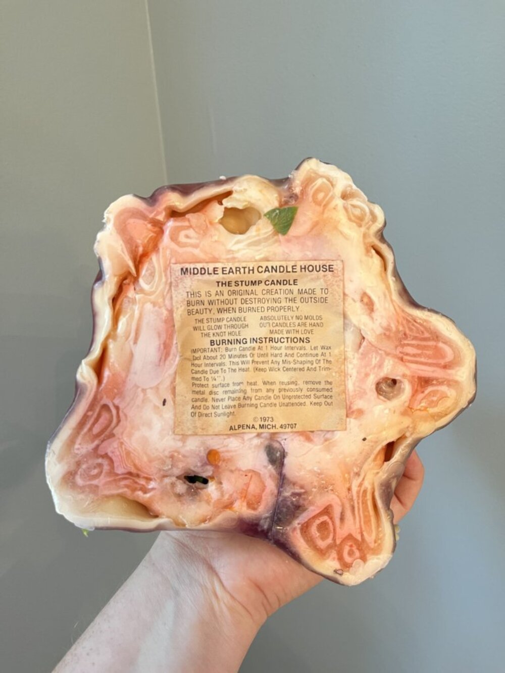 Middle Earth Candle Shop 1970s Sculpted Wax Woodland Tree Stump Candle With Deco - Picture 7 of 9